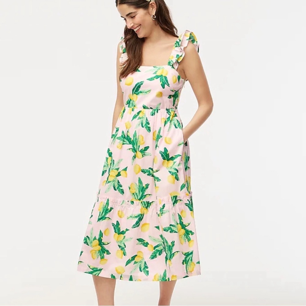 J. Crew Floral Pink Midi Dress - Size 6